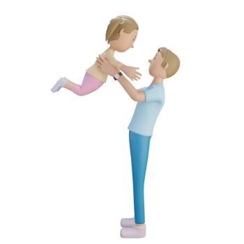 3d render father and daughter playing together illustration png
