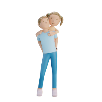 3d render father and daughter ride on the back illustration png