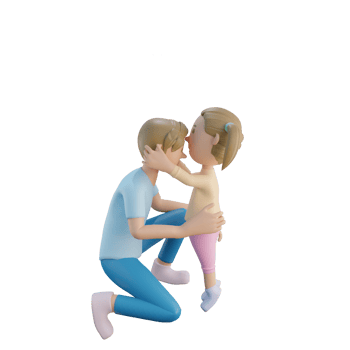 3d render father and daughter kiss forehead illustration png