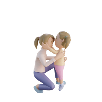 3d render mom and daughter kiss forehead illustration png