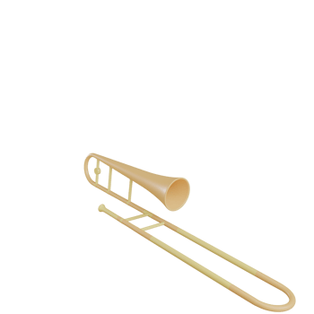 3d trombone object with transparent background png