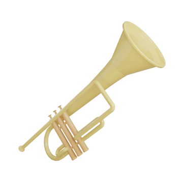 3d trumpet object with transparent background png