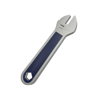 3D wrench object with transparent background png