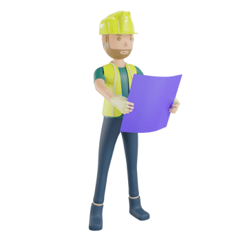 Engineer holding house plan png