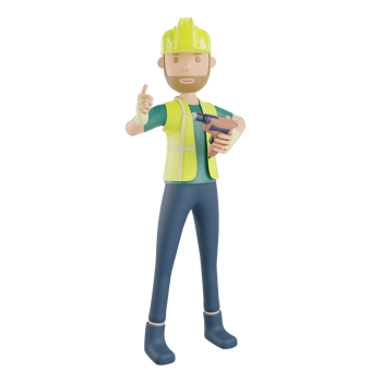 Construction worker holding drill machine png