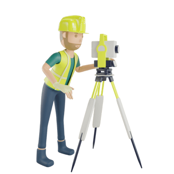 Worker measuring with land surveyors png