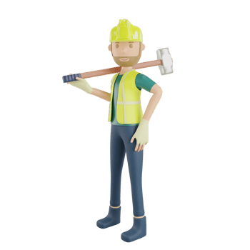 Construction worker carrying hammer png