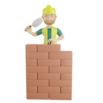 Construction worker laying bricks png