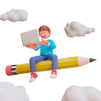 cute boy ride a pencil png