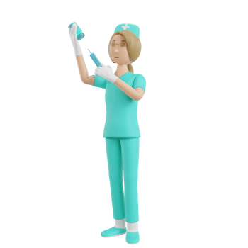 3d render nurse illustration with medical injection and vaccine png