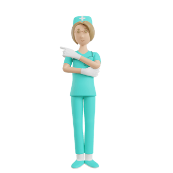 3d render nurse illustration with gesture shows direction png