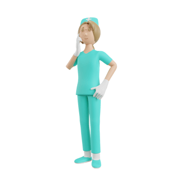 3d render nurse illustration with thinking gesture png