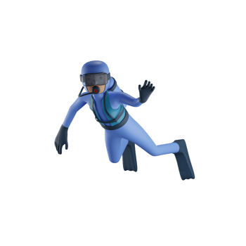 3d scuba diver illustration with transparent background png