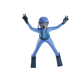 3d scuba diver illustration with transparent background png