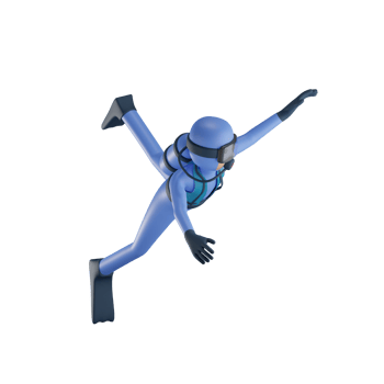 3d scuba diver illustration with transparent background png