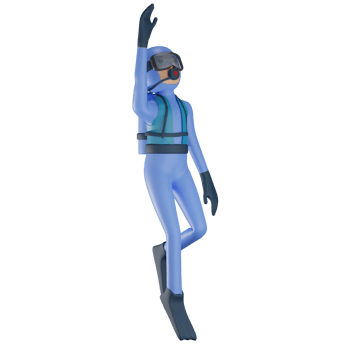 3d scuba diver illustration with transparent background png