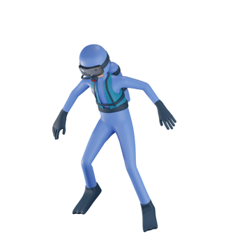 3d scuba diver illustration with transparent background png