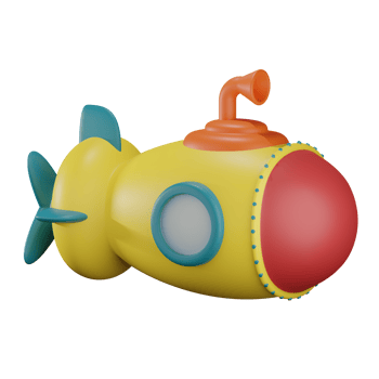 3d submarine illustration with transparent background png