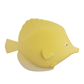 3d yellow tang fish illustration with transparent background png