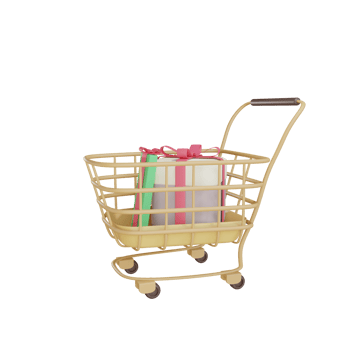 3d cart with gift object with transparent background png