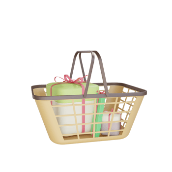 3d basket with gift object with transparent background png