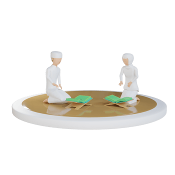 3d man woman muslim read holy quran illustration with transparent background png