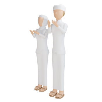 3d man woman muslim pray illustration with transparent background png