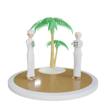 3d man woman muslim hold holy quran illustration with transparent background png