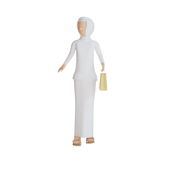 3d woman muslim holding a shopping bag illustration with transparent background png