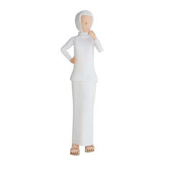3d woman muslim think illustration with transparent background png