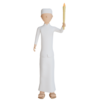 3d man muslim hold torch illustration with transparent background png