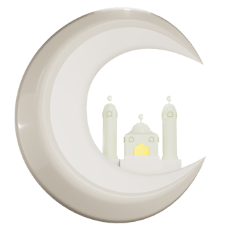 Crescent moon mosque illustration 3d render png
