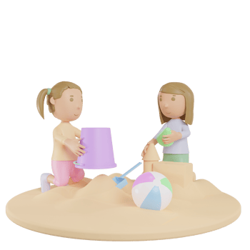 teenage girl playing beach sand illustration 3d render png