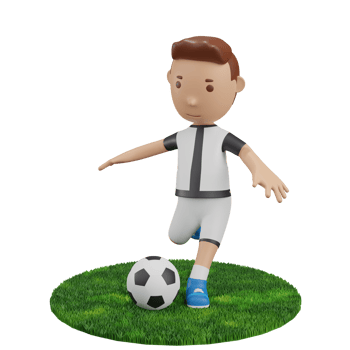 3D Render Boy shoot ball soccer png
