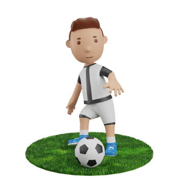 3D Render Boy passing ball soccer png