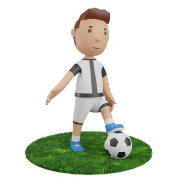 3D Render Boy holding ball soccer png
