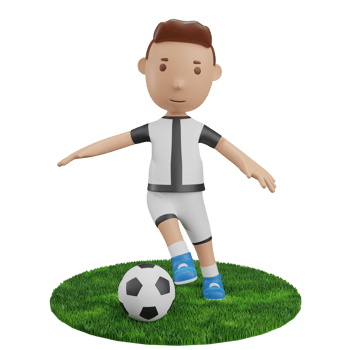 3D Render Boy dribble ball soccer png