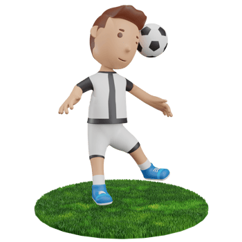 3D Render Boy heading ball soccer png