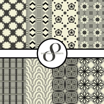 geometric seamless patterns vector set. yellow,brown and white color fabric pattern background