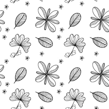 Seamless flower doodle pattern vector on gray background