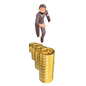 illustration successful bussinesman or investor presenting stack of money png