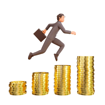illustration successful bussinesman or investor presenting stack of money png