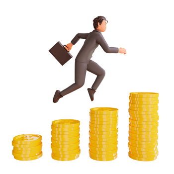 illustration successful bussinesman or investor presenting stack of money png