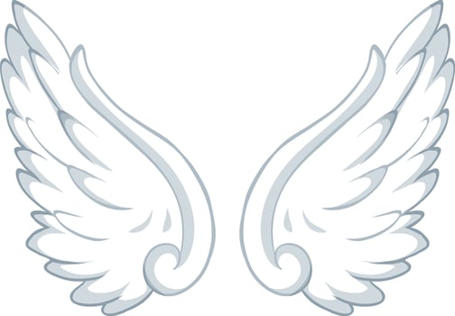 White wings isolated on white background vector