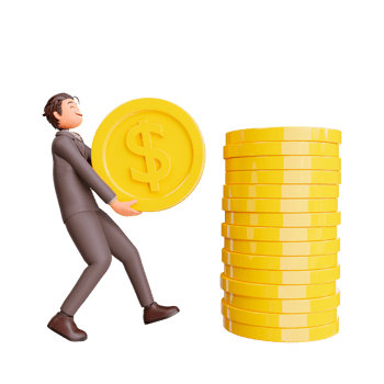 illustration bussinesman with dollar coins png