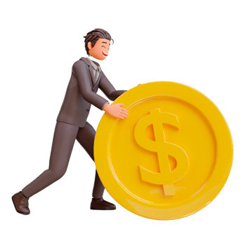 illustration bussinesman with dollar coins png