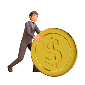 illustration bussinesman with dollar coins png