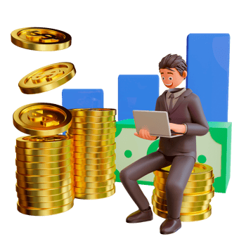 illustration of standing happy bussinesman holding laptop. Communication, office workplace concept, crazy rich png