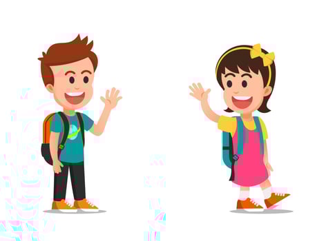 fellow schoolmates waving at each other before heading home vector