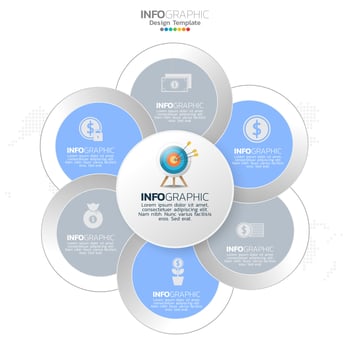 Business circle infographic elements with 6 options or steps. vector